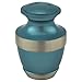 Adria Blue with Silver Keepsake Cremation Urn for Ashes, Brass, Blue Urn, Keepsake Sized Cremation Urn, 3 Inches High