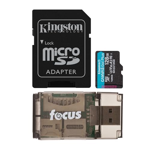 Kingston 128GB MicroSDXC Canvas Go Plus Memory Card Bundle with High Speed Card Reader (2 Items)