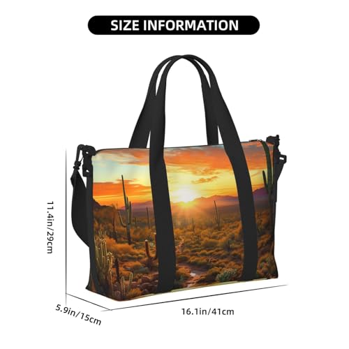 Sports Gym Bag for Women Men Travel Duffel Bag Tote Weekender Bag Carry on Overnight Bag for Travel Swimming Fitness Workout Sports Saguaros at Sunset Duffle Bag2