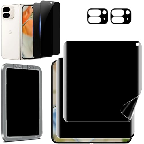 Ferilinso 2 Pack Inside Privacy Screen Protector for Google Pixel 9 Pro Fold with 9H Tempered Glass Back&Camera Lens Protectors Military-Grade Shatterproof Ultra HD Case Friendly