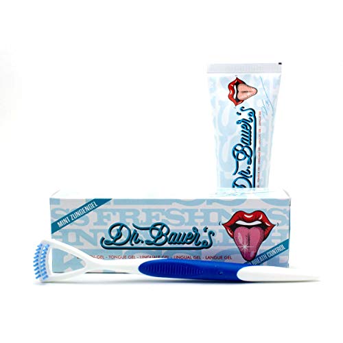 Dr. Bauer's - Gel para lengua (75 ml, incluye limpiador lingual y limpiador lingual Cover