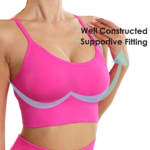 Image of Evercute Racerback Sports Bras Padded Y Racer Back Cropped Bras for Yoga Workout Fitness Low Impact