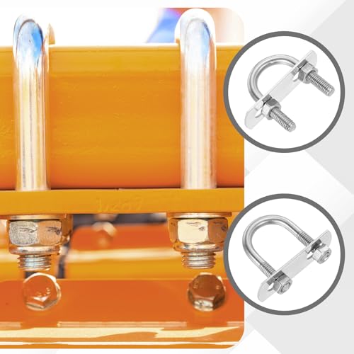 Image of PATIKIL Round U-Bolts, 2 Pcs 0.71 inch(18mm) Inner Width 36mm Length M6 with Nut Plate Washer 304 Stainless Steel Round Bend U-Bolts for Boat Trailer Axle Sailboat