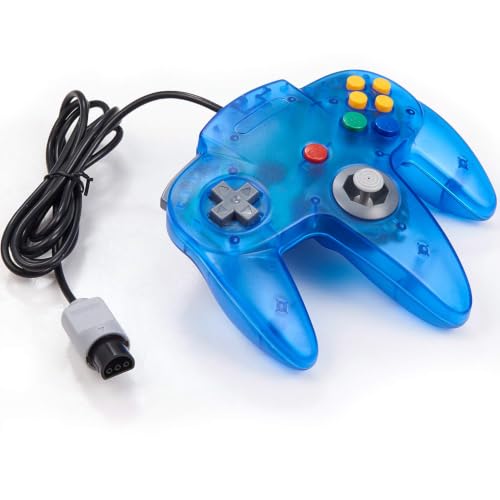 Image of KIWITATA 2 Pack Classic N64 Controller, Retro Wired N64 Remote Joystick Replacement Controller for Original N64 System Console Clear Red & Blue