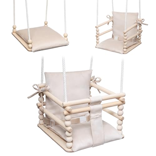 MAMOI&reg; Schaukel Indoor, Holzschaukel, Schaukel aus Holz, Schaukel f&uuml;r Zimmer und T&uuml;rrahmen, Schaukel verstellbare 3 in 1