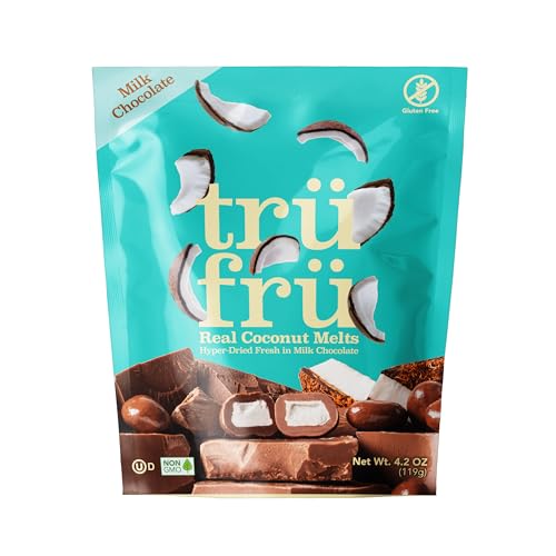 Tru Fru Real Coconut Melts Hyper-Dried Fresh in Milk Chocolate, Premium Gourmet Freeze Dried Fruit Snack, 4.2 oz