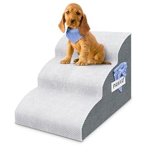 Dog Stairs for Small Dogs 15.7''H, 3-Step Dog Ramp for Bed for Couch with Elastic Side Handle, Removable & Washable Cover, Stylish Bandana - Pet Ramp for Cats, Small Dogs Dog Stairs for Small Dogs 157H 3 Step Dog Ramp for Bed for Couch with Elastic Side Handle Removable Washable Cover Stylish Bandana Pet Ramp for Cats Small Dogs