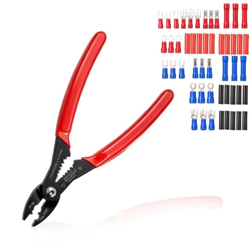 Image of 4-in-1 Multi Purpose Electricians Pliers with Wire Cutter, Crimper, Gripper, Stripper| Compact Wire Stripper Terminals Kit| Crimping Tool for 12-20AWG Insulated & Non-Insulated Wires