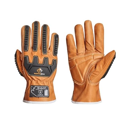 Superior Goatskin Leather Work Gloves - Anti-Impact Backing Hand Protection - Endura Safety Gloves Water Resistant 378GKVSB (1 Pair) Size Large
