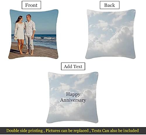 Fab Gifts Personalised Cushion Photo Custom Gift 100% Polyester Pillow Edge to Edge Photo Printed Pillow DOUBLE SIDED Gift idea for Birthday, Wedding and Special Moments (45 x 45 cm, Cover)