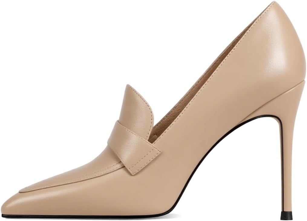 miss left Women Stiletto High Heel Loafer Pumps with Trim Closed Pointed Toe Slip on Basic Office Dress Shoe Size 4-16 US - Image 2