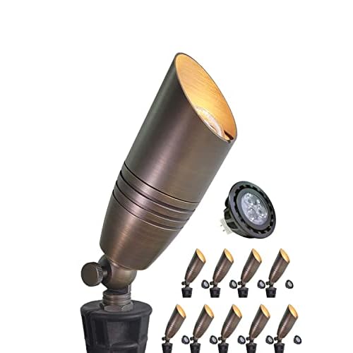 MALORY Brass Landscape Spotlights 10-Pack, 12V LED, 5W 2700K