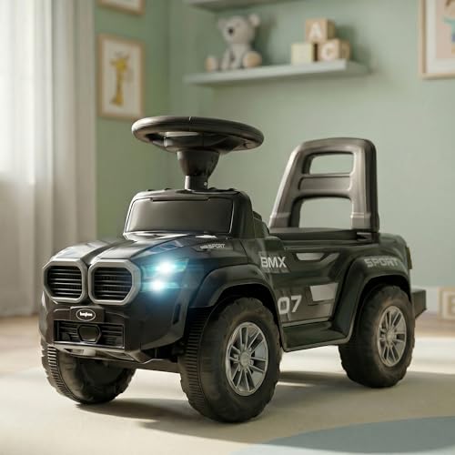 Image of Baybee Nitro Ride on Cars for Kids | Baby Push Ride ons Toys Car with Music & LED Light | Portable Ride on Jeep with High Backrest & Toy Storage | Outdoor Kids Cars for 1 to 3 Years Boy Girl (Black)
