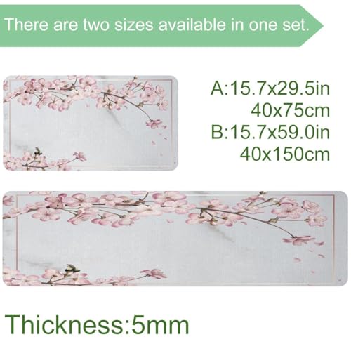 Tapete de cocina antideslizante alfombrilla lavable de 2 piezas diseño flor de cerezo hogar 4