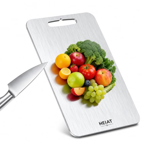 Image of Titanium Cutting Board, 100% Pure Titanium Cutting Boards for Kitchen, Non-Toxic, Double-Sided Chopping Boards for Raw & Cooked Food, Cutting Board & Knife Sets, Dishwasher Safe(13 inch x 8 inch)