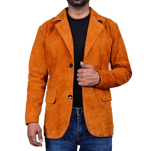 Image of Suede Leather Blazer for Men Suede Sport Coat for Men Blazer Suede Leather Jacket Blazer Coat for Men