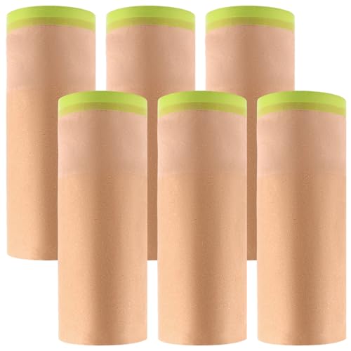 Image of 6PCS x 12 Inch x 30 ft Pre-Taped Masking Paper for Painting Painters Paper