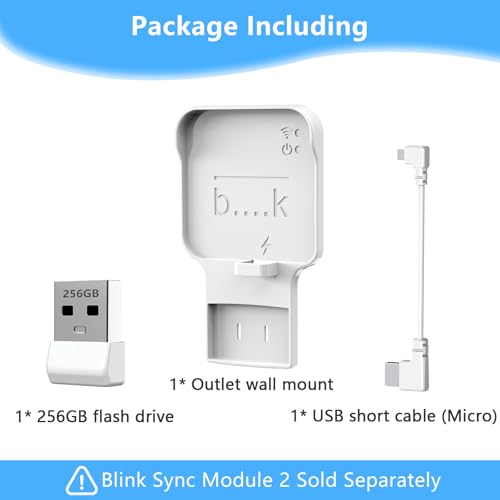 Image of 256GB Blink USB Flash Drive,with Outlet Wall Mount for Blink Sync Module 2,Blink USB Storage and Blink Sync Camera Mount for Blink Outdoor Indoor Security System (Sync Module 2 is NOT Included),White