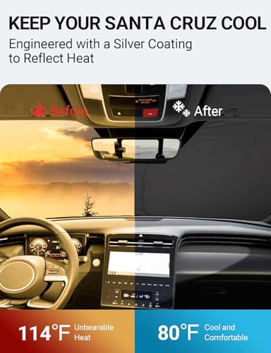 Image of Proadsy Windshield Sun Shade Custom Fit Hyundai Santa Cruz 2022-2025 2026 4-Layer Foldable Front Sunshade Protector Sun Visor Blocks UV Rays Keep Car Cooler