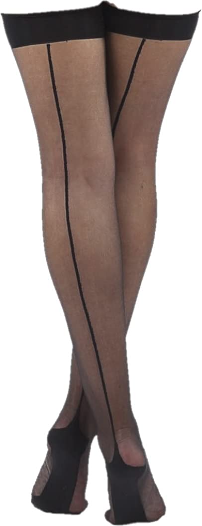 Women's Black Cuban Heel Sexy Stockings Seamed Hosiery Burlesque Vintage Size 8 10 12 14 16