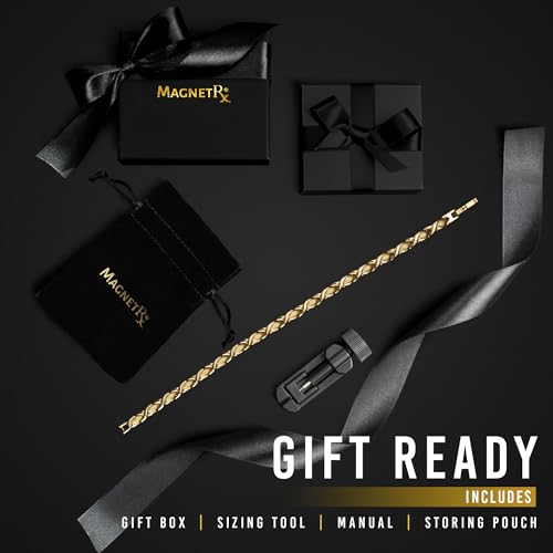 Image of MagnetRX Womens Magnetic Ankle Bracelet - Ultra Strength Magnetic Anklets with 34 Magnets - Titanium Ankle Bracelets for Women (Gold)