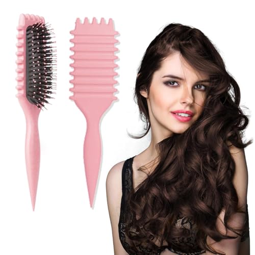 ToolHouse Curl Hair Brush Curl Defining Brush Wet and Dry Hair Brush for Detangling Shaping and Defining Curls for Women and MenPink