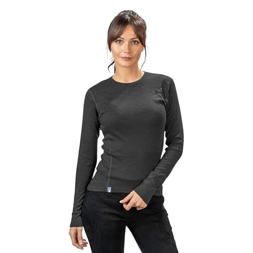 ALPIN LOACKER 100 Merino Langarmshirt Damen 230g/m2 I Feinste Merinowolle Unterwäsche I Langarm Wandershirt für Outdoor und Sport, Grau S