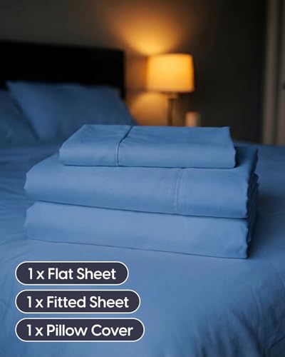 Image of Sleepy Town Twin Size Bed Sheets - 3 Piece - Twin Sheet Set - Extra Soft, Comfy & Cooling - Easy Care - Shrinkage, Wrinkle & Fade Resistant - Brushed Microfiber - Deep Pocket Bed Sheets (Royal Blue)