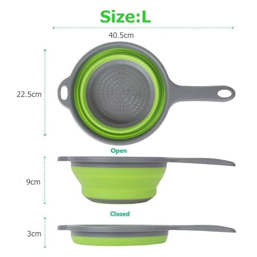 Passoire pliante de cuisine verte petite taille égouttoir rétractable - 5