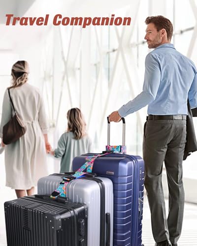 Image of Slohif Luggage Straps to Connect Two Suitcases - Adjustable Add A Bag Suitcase Connector Strap Belt Accessories to Hold Suitcases Together for Travel Leaf