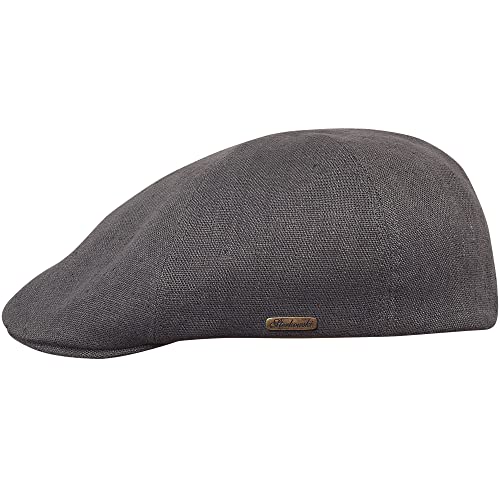 Sterkowski Rusty Mütze | 100% Naturleinen Schiebermütze für Herren und Frauen | Cabrio Mütze Schiebermütze Herren Sommer Flatcap Herren Sommer Schlägermütze Herren 56 Mittelgrau Cover