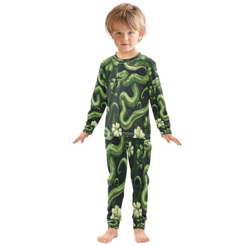Pajama Sets Long Sleeve Shamrocks Snakes Pattern Soft Comfy Sleepwear 2 Piece PJS 3-8T2