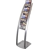 Deflecto Contemporary Floor Display, Magazine Size, Silver, 49” x 13” x 16-1/2” (693145)