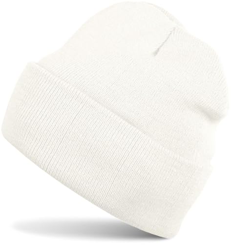 styleBREAKER Kinder Beanie Strickmütze mit breiter Krempe Feinstrick Mütze doppelt gestrickt Kindermütze 2-5 Jahre 04024030 Farbe:Weiß (Creme-Weiß)