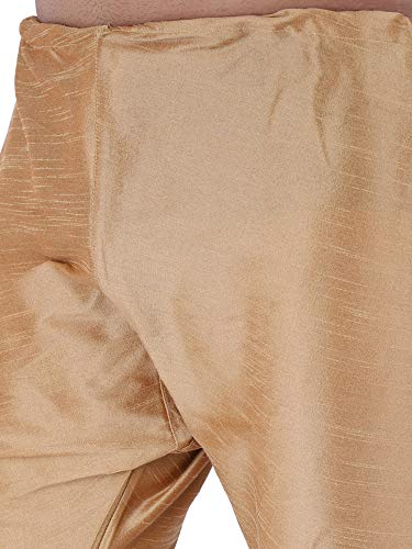 Image of HUZUR Men Pyjama,Churidar,Bottom wear,Silk Blend,Regular Fit,Wedding,Party,Festival,Family Funcation,White,Gold,Pajama