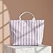 Vaveren Waterproof Tote Bag Fashion Beach Bag for Work Party Commuting Vacation Business, Purple White Stripes