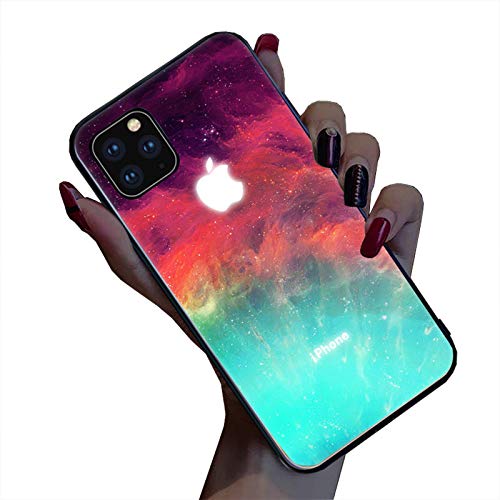 Hülle Für iPhone 11/12/Pro, iPhone 12 Hülle Glow in The Dark, Schlanke Anti-Kratz-Glasscheibe Mit Stoßfesten TPU-Felgen, Leuchtende Hüllen Mit
