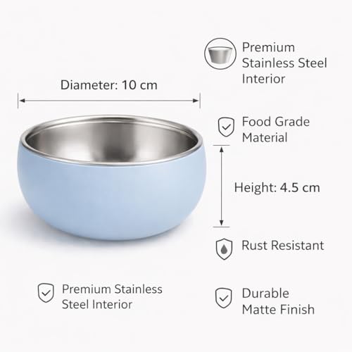 Image of Premium Stainless Steel Baby Feeding Bowl with Soft Silicone Cover | Non-Slip Grip, BPA Free & Food-Grade | Safe Feeding Bowl for Infants & Toddlers | Durable, Easy to Clean (Pastel Blue)