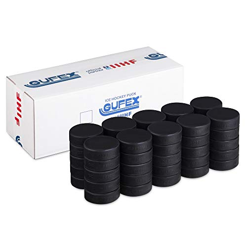 Gufex Official IIHF Hockey Puck 50-Pack - Eishockey Spielpucks - Dieser Puck Wird bei den Olympischen Spielen und in der WM Verwendet