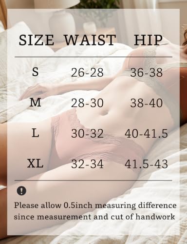 Mezluz Cotton Underwear for Women Cheeky Lace T-Back Bikini Sexy Low Rise Thongs Panties 3-Pack (Large) - image 6