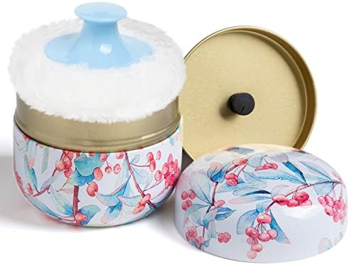 Powder Puff and Powder Container for Body Dusting Powder Case with Puff for Baby and Women,Loose Powder Containers with Puff for Travel (Red Fruit)