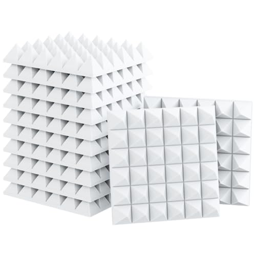 INMOZATA 12er-Pack Pyramiden-Akustikschaum-Paneele, 5 x 30 x 30 cm Schallschutzplatten, hochdichte akustische Wandpaneele mit Schallabsorption und Feuerfestigkeit für Aufnahmestudio, Büro, Zuhause