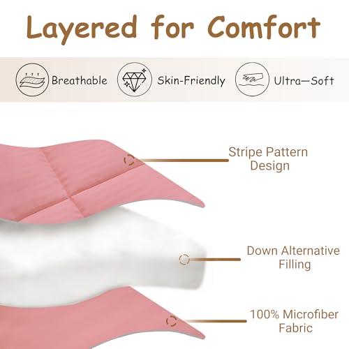 Image of ZPECC Toddler Down Alternative Comforter, 39x47 Hypoallergenic Baby Blanket Quilt, Soft Breathable Lightweight All Season Kids Duvet Insert for Crib Stroller Cot Daycare, Dusty Rose