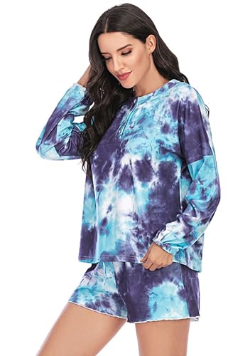 Pyjama tie dye ensemble de pyjamas décontractés boutons manches longues