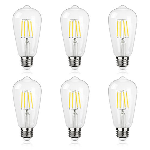 Antique LED Bulb, 4W (40W Equivalent) ST58 Vintage Edison Light Bulb LED Lighting, 470 Lumen Daylight White 5000K E26 Base, Pack of 6
