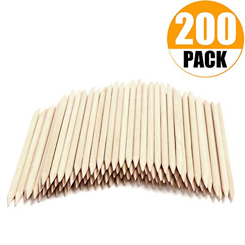 Onwon 200 Pieces Orange Wood Sticks - Double Sided Nail Art Multi-Functional Cuticle