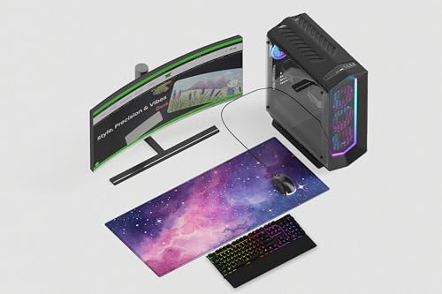 Image of Interstellar Glow Premium Desk Mat | Anti-Skid | Anti-Slip | 80 x 30 cm | Laptop Mat for Work from Home /Office /Gaming- Extended Mouse pad and Keyboard Desk mat