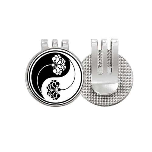 Golf Ball Marker Cap Clip Magnétique Chapeau Accessoire Golf Fleur Yin-Yang Émail