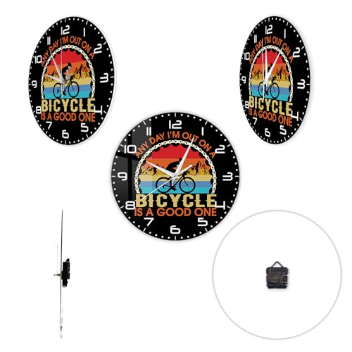 Timethink 12'' Bicycle Inspired Wall Clock, Mountain Bike Cycling Wall Clock Vintage Decorative Sport Bicycle Cave Wall Watch Silent Movement Battery Operated for Man Cave Mountain Biker Cyclists Gift