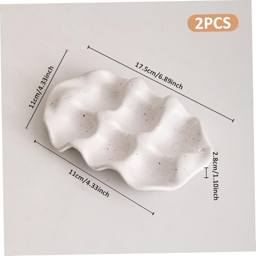Bandeja porta huevos de cerámica para organización de cocina, despensa y encimera 5